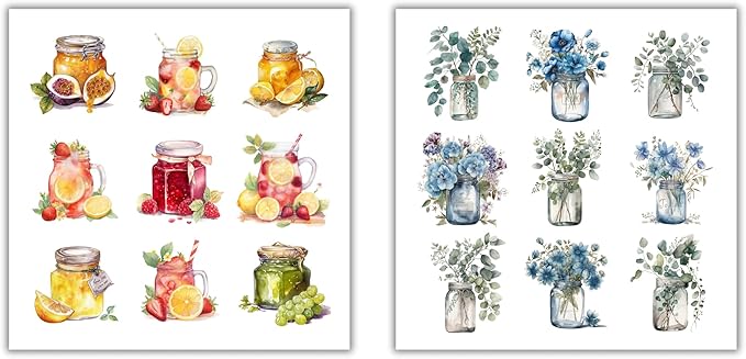 XERE 144 Pcs Mason Jar Four Seasons Sticker Book for Journaling Notebooks, Sketchbook, Bookmark Making, Junk Journal, Budget Planner, Scrapbook Art Supplies Stickers