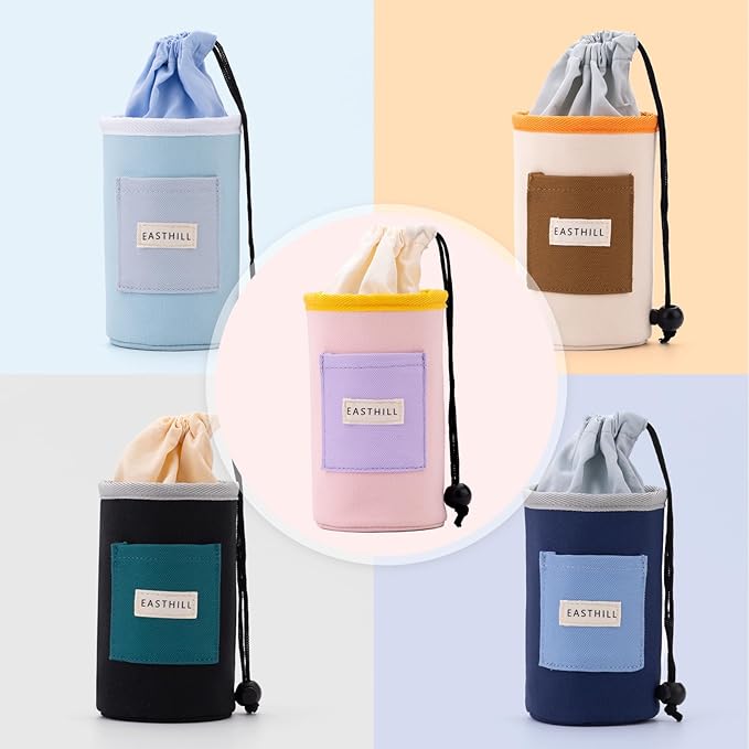 EASTHILL Desk Organizer Pencil Holders Pen Case Pouch for Girls Home School and Office Supplies-Khaki