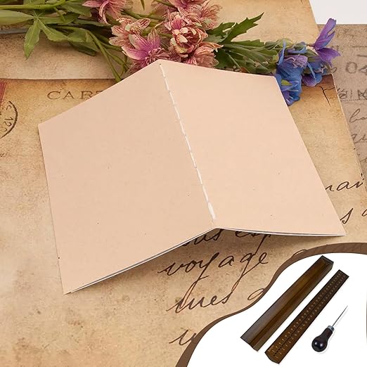 Brown Book Binding Cradle, 5 mm Hole Spacing Wood Bookbinding Punching Cradle with an Awl, Bamboo Signature Punching Cradles with Piercing Guide, Portable Book Binding Tools Kits for Book DIY Crafts