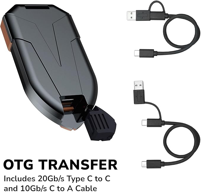 DATO External SSD 4TB, External Solid State Drive Portable SSD External USB 3.2 Gen 2x2 Type-C OTG Supported Compatible with PS5 and Xbox, up to 1600/1500 MB/s IP67 Waterproof - ARES Amber Shield