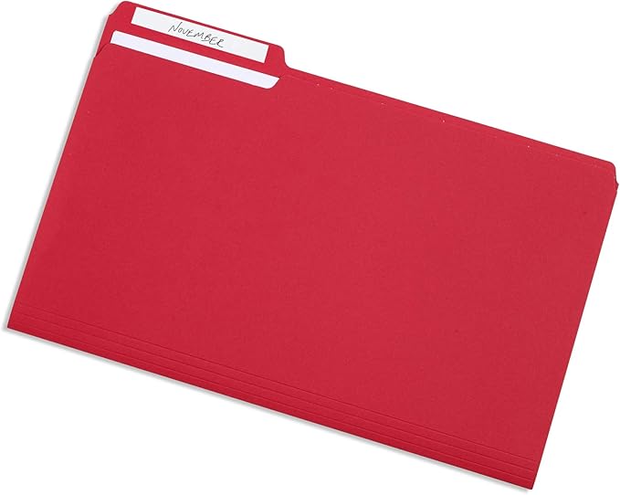 Blue Summit Supplies Red Legal File Folders, 1/3 Cut Tab, Legal Size, Great for Organizing and Easy File Storage, 100 Per Box