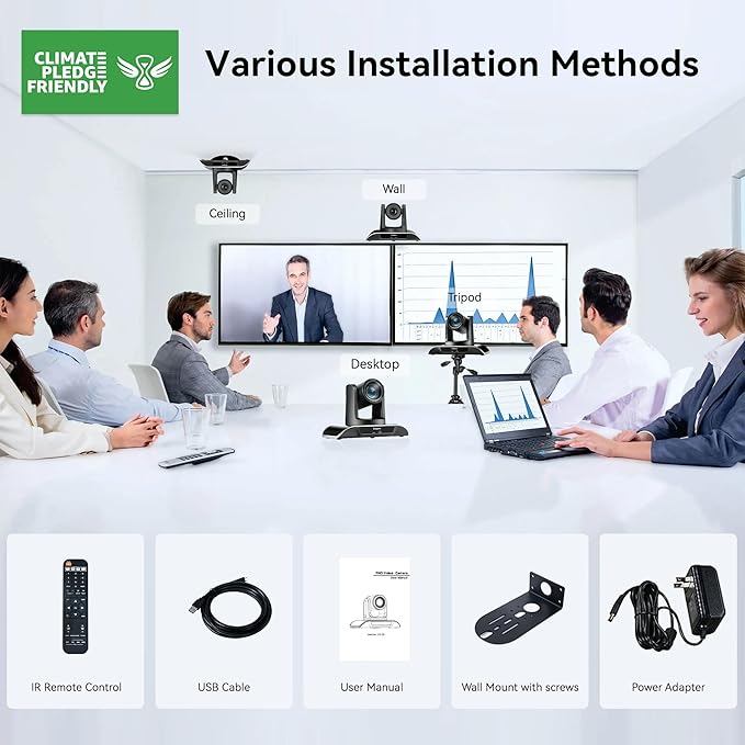 Tenveo 12X Optical Zoom PTZ Conference Camera USB3.0/HDMI 90ยฐ Wide View Angle, FHD 1080P 60FPS for Video Conferencing Business Meeting Church Services Worship Education Zoom Teams OBS