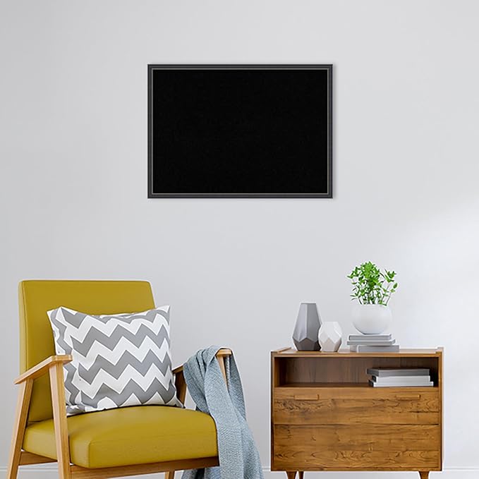 Amanti Art Black Cork Board for Wall, 21x29 Vision Board with Black Wood Frame, Medium Corkboard Office Decor for Home Organization, Traditional Corkboard Pinboard to Display Items for Home