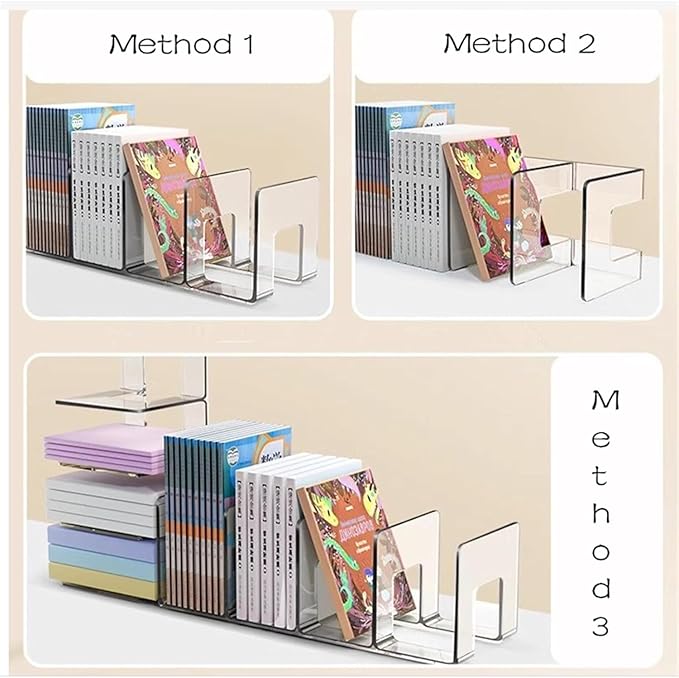 LUGUNU Clear Acrylic Purse Organizer - 4-Section Divider for Handbag Closet Storage - Durable Rack for Purses, Clutches More (Set of 2)