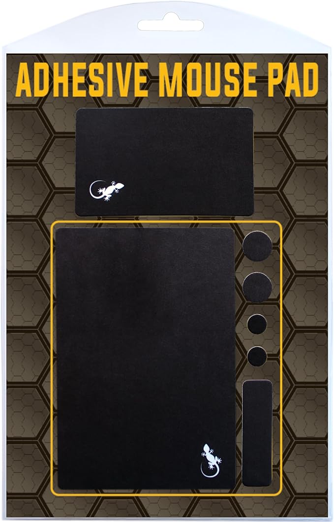 Adhesive Mouse Pad by Gecko Travel Mouse Pad - Sticks to Any Surface - Stick On Portable - Webcam Covers and Screen Cleaner Included (Black)