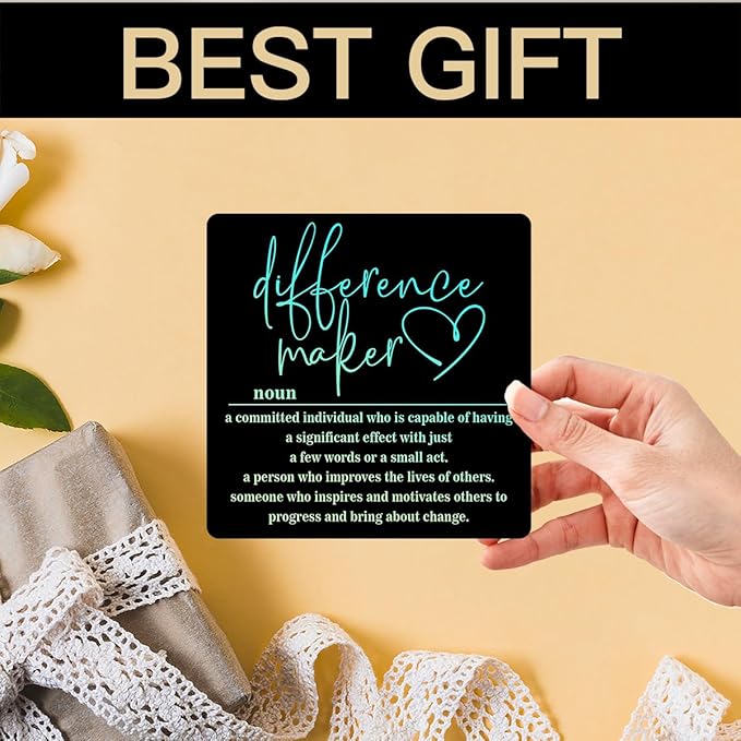 Wooden Table Sign Office Decor Difference Maker Definition Desk Decor Wood Plaque With Stand Thank You Gifts for Boss Women Best Mom Coworker Teacher Office Desk Accessories(Black)-C03