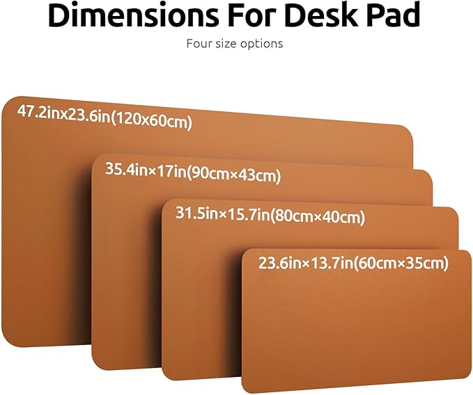 YSAGi Leather Desk Protector, Office Mat, Large Mouse Mat, Non-Slip PU Leather Blotter, Laptop Desk Pad, Waterproof Writing Pad for Office and Home (Brown, 47.2" x 23.6")