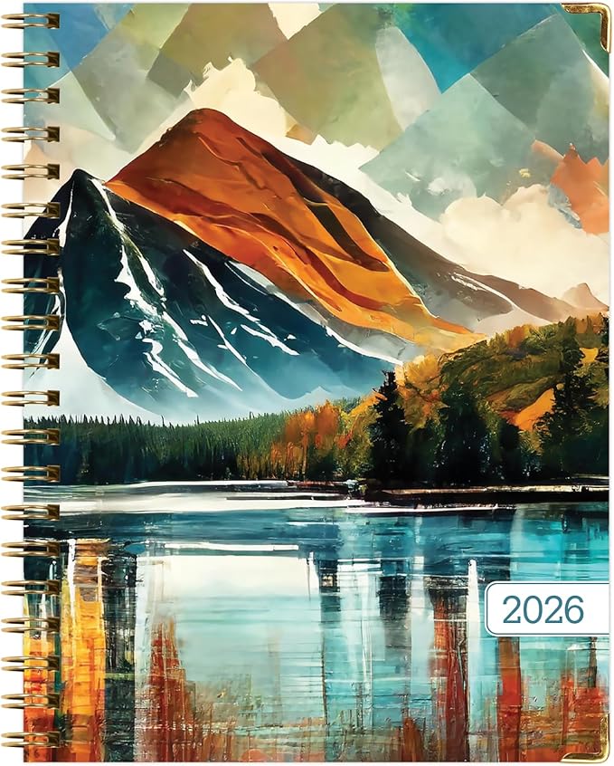 HARDCOVER 2026 Planner, 8.5"x11": 14 Months (November 2025 - December 2026), Daily Weekly Monthly Planner, Yearly Agenda, Bookmark, Pocket Folder and Sticky Note Set (Lake View)