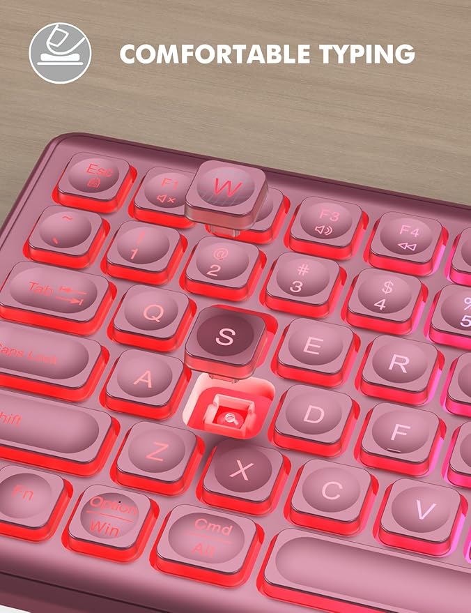 Wireless Keyboard and Mouse Combo - RGB Backlit, Rechargeable & Light Up Letters, Full-Size, Ergonomic Tilt Angle, Sleep Mode, 2.4GHz Quiet Keyboard Mouse for Mac, Windows, Laptop, PC