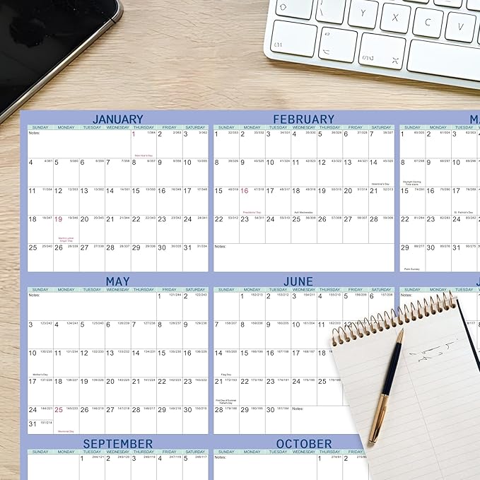 2026 Wall Calendar 24" x 36" Dry Erase Calendar for Wall from January 2026 to December 2026 12 Month Annual Large Yearly Wall Planner for Office School(Light Purple)