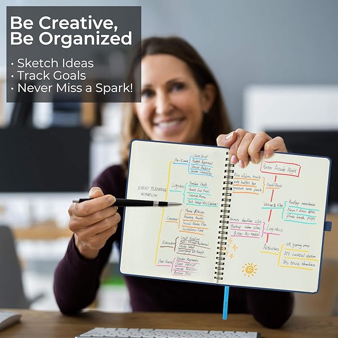 Planner 2026 Daily Weekly and Monthly,8.5"x6.5",12 Months Spiral Bound Calendar Agenda with Self-adhesive Pen Holder,2026 Appointment Book with Vegan Leather Soft Cover,Blue