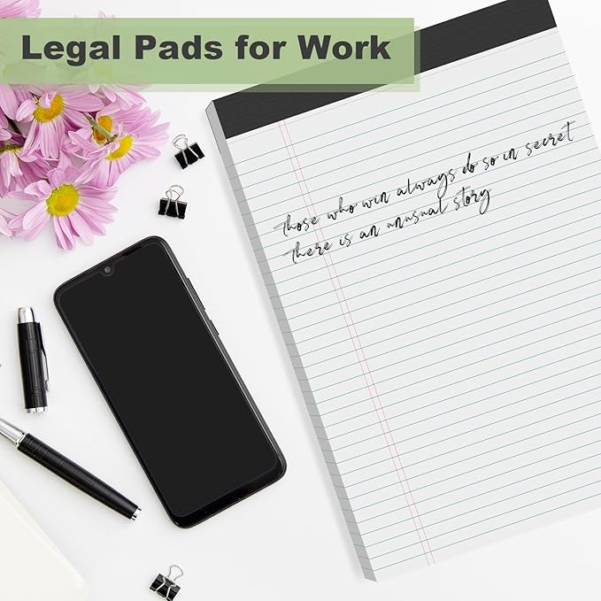 Legal Pads 8.5 x 11 inch Notepad, 2 Pack White Note Pads 8.5'' x 11'' for Work, Double-Side Printed Lined Paper Pads College Ruled White Notepads 30 Sheets Per Writing Pad for School, Home, Office