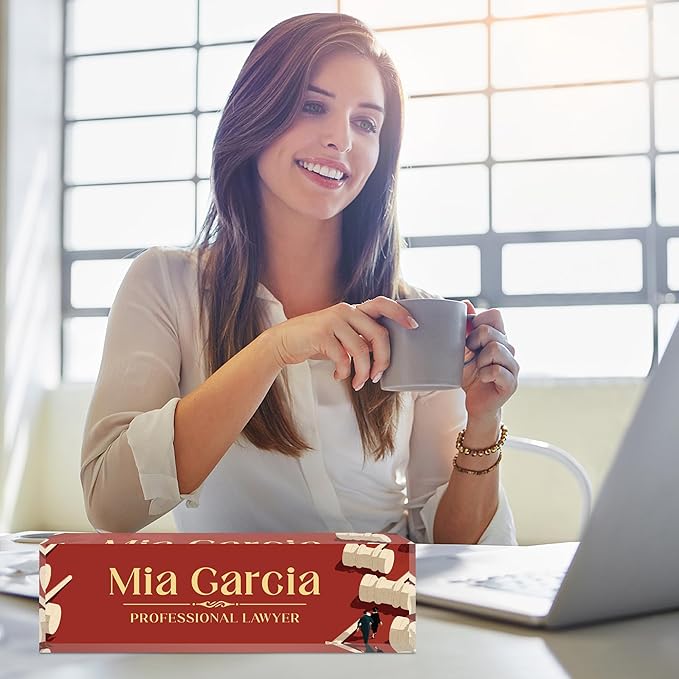 Custom Name Plate for Desk, Personalized Acrylic Office Name Sign with Name & Title, Elegant Desk Decor for Women Men, Employee Appreciation Gift (Lawyer-2)