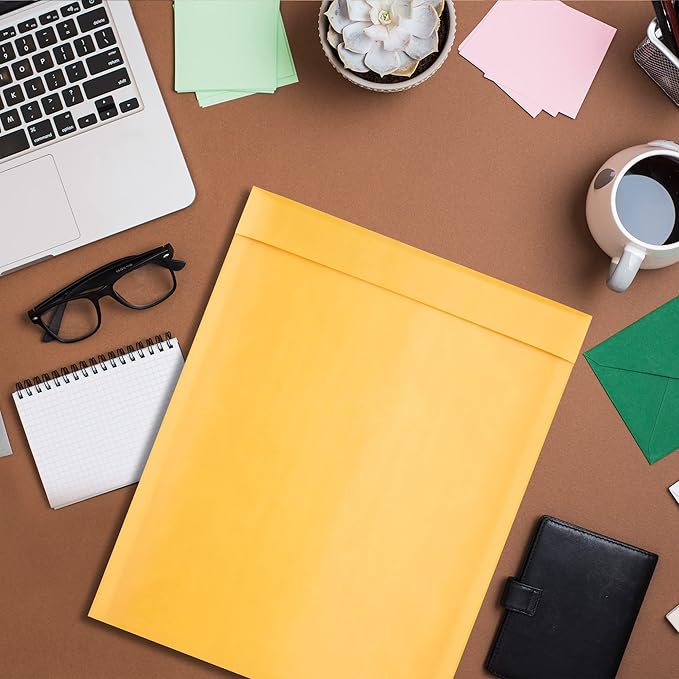 ABC PACK & SUPPLY Gold Kraft Bubble Mailer Envelopes, 14.25 x 19 Inches. 100 Pack Mail Padded Envelopes Self Seal. Kraft Bubble Mailers. Tear-Resistant Mailing Envelope Padded. Sturdy Paper Mailer