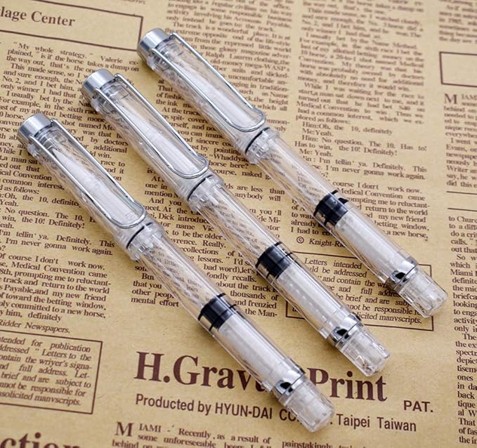 3PCS Yongsheng 3009 Piston-Filled flexible Brush Tip Fountain Pen Fine to Broad For Sketch,Drawing,Scrapbook and Calligraphy Painting