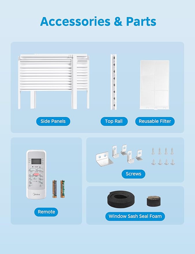 Midea MAW05R1JWT-B Electronic 5K 5,000 BTU, 3-in-1 Fan/Dehumidifier Window AC Unit, Easycool Air Conditioner with Remote Control, Cools up to 150 Sq. Ft, Fits Bedroom, Study, Office, White