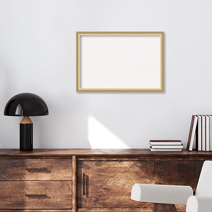 Amanti Art White Cork Board for Wall, 18x26 Vision Board with Gold Frame, Medium Corkboard Office Decor for Home Organization, Casual Corkboard Pinboard to display items for home organization