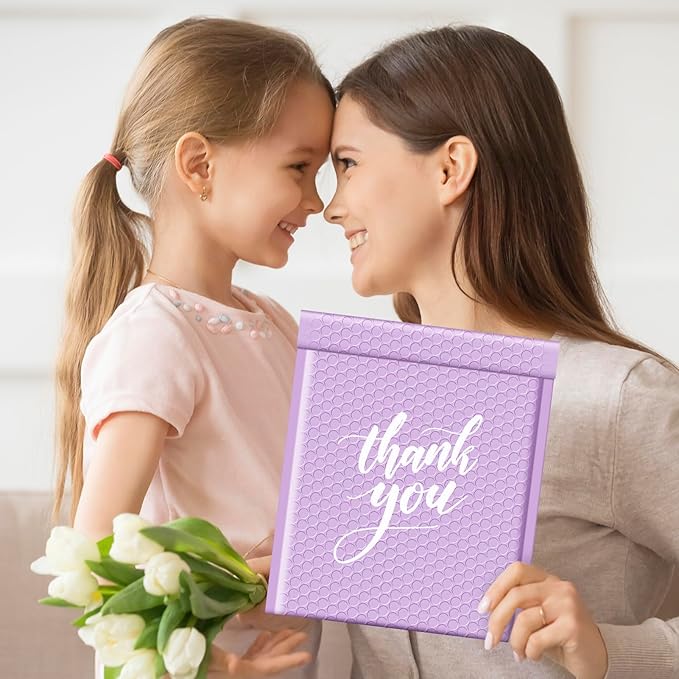 Fuxury Bubble Mailers 8.5x12" 40 Pack Large Bubble Envelopes Usable 8.5x11" Thick Cushioning Mailer for Mailing Books Clothes Mothers Day Gifts Mailers Lavender #2