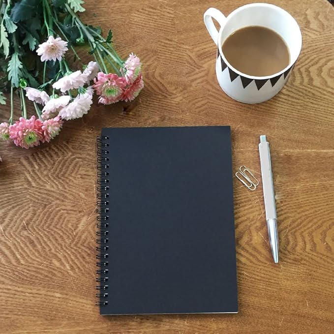 Spiral Notebook, 3Pack Spiral Journal, Thick Pure White Paper 120 Pages Wirebound Notebooks, Sketch Pads& Planner(Black)