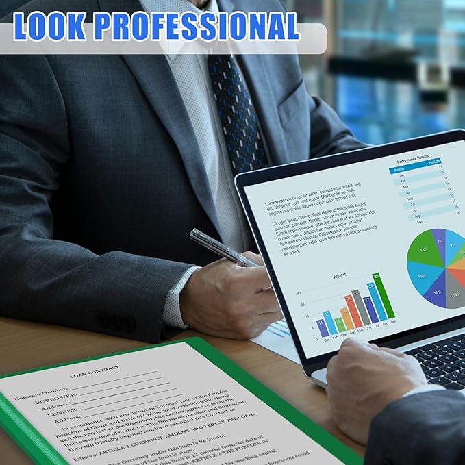 Teling 48 Pcs Clear Front Report Covers with Prongs Plastic Presentation Folders 3 Prong Resume Portfolio Folder for School(Multicolor)