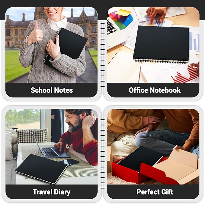 EUSOAR Notebooks for Work, 1 Pack A4 8.3"x11.2" Hardcover Spiral Lined Journal College Ruled, 240 Pages(120 Sheets) Writing Pads Professional Notebook for DIY Note Taking School Business Office