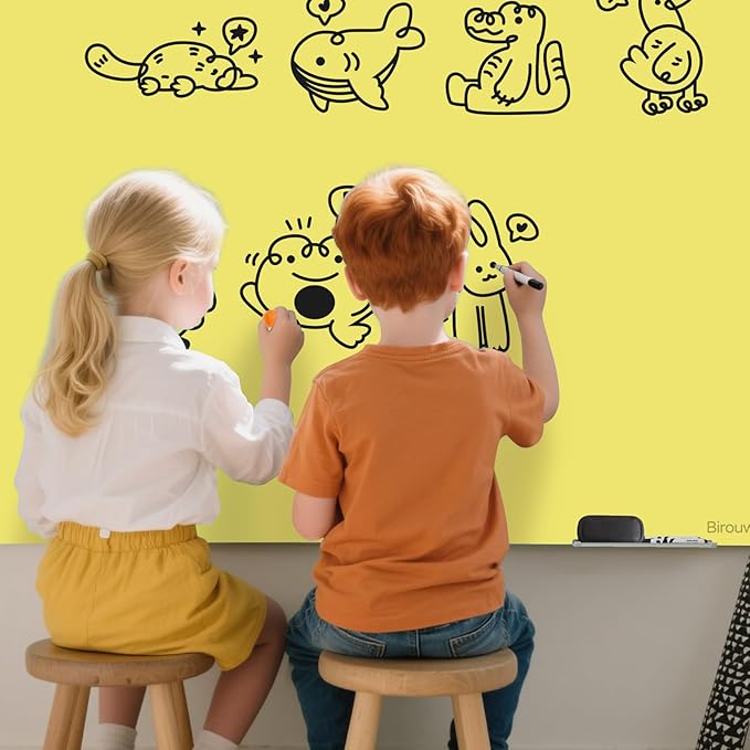 Magnetic Glass Dry Erase Board - White Board 48 x 36 Inch Wall Mounted Glass Whiteboard, Large Frameless Glass White Board for Wall Office, Home & School, Yellow