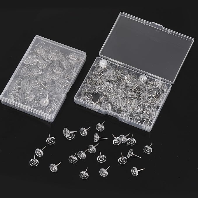 300 Pcs Push Pins Clear Thumb Tacks Pins Clear Flat Head Thumb Tacks Thumb Tack Decoration