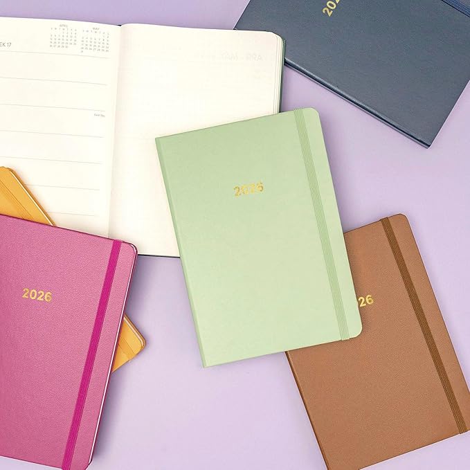 PAPERAGE 2026 Weekly & Monthly Planner, 12 Months (January 2026 - December 2026), 5.6 in x 8 in, Hardcover 2026 Planner with Weekly & Monthly Spreads, Note Pages, Stickers & Back Pocket – Raspberry