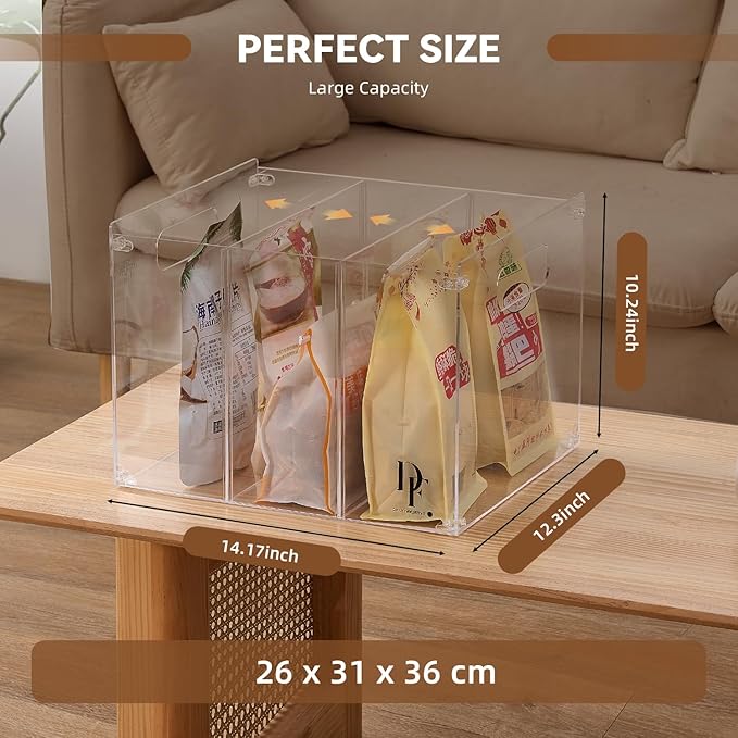 DF 3-Section Acrylic File Organizer with Handles – Clear File box for Documents, Books & Office Supplies – Desktop Hanging File Organizer - Compact and Durable Design for Home or Office Use