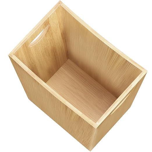 SEHERTIWY Wood Trash Can Wastebasket, 2 Gallon Small Waste Basket with 2 Handles, Rectangular Bathroom Garbage Can for Bathroom, Office, Living Room, Bedroom, Kitchen