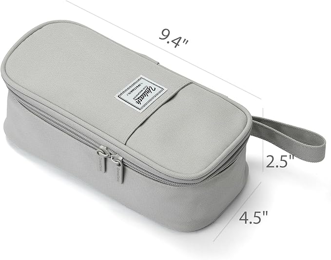 Pencil Case Pouch Box Bag School Supplies Girls Boys Kids, Cute Preppy Stuff Large Big Capacity Aesthetic Pen Organizer, Back to College Stationary, Gray, Classic Stlye, 1800ml