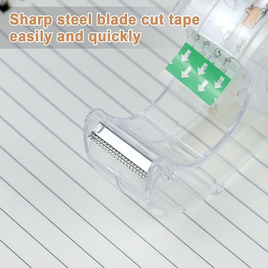 BOMEI PACK 24PACK Transparent Tape with Dispenser, Office Clear Tape Refill Rolls with Dispenser Bulk for DIY, Gift Wrapping, Repairing, Home and School, 3/4in x 1000in