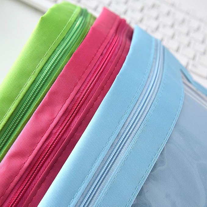 Zippered Pen Pencil Binder Pouch 3 Rings with Clear Window for School Classroom Organizers 8 Pcs (Green)