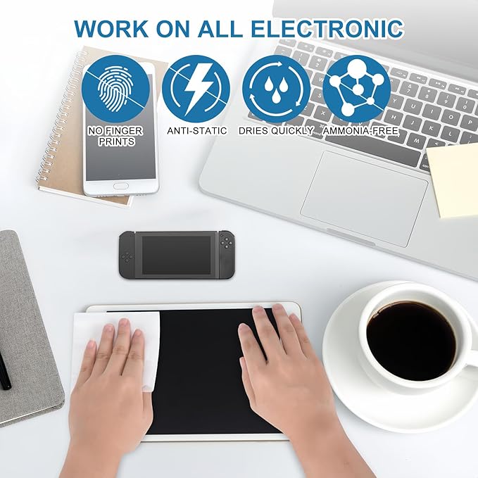 Electonic Wipes Alibeiss Screen Cleaner Wipes (80P,8 * 8inches) for Laptop, Phone, Ipad,TV, Computer Cleaning kit