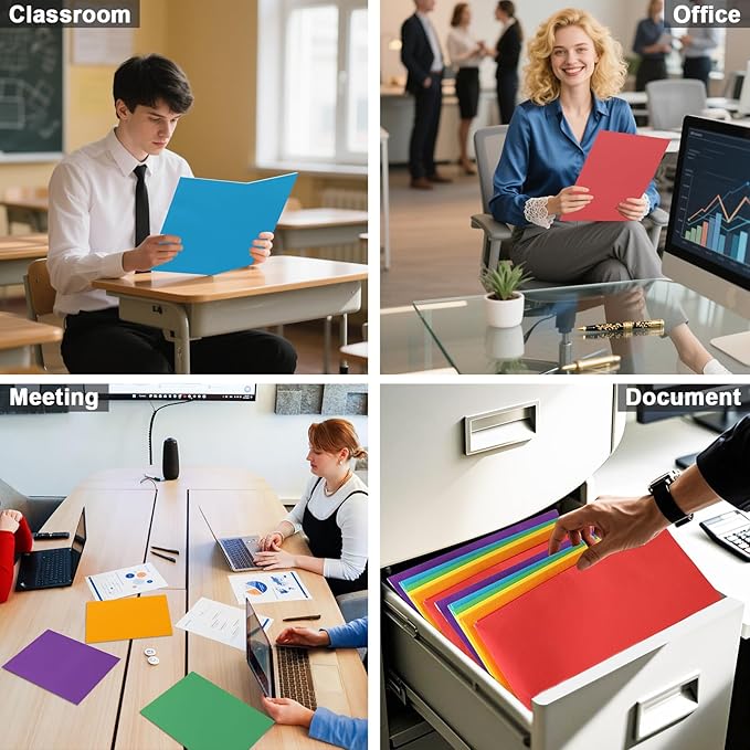 Folders with Pockets, LAYZZ 60 Pack Paper Pocket Folders, 2 Pocket File folders Fits Letter Size Paper, for School Office and Home, Assorted 6 Colors