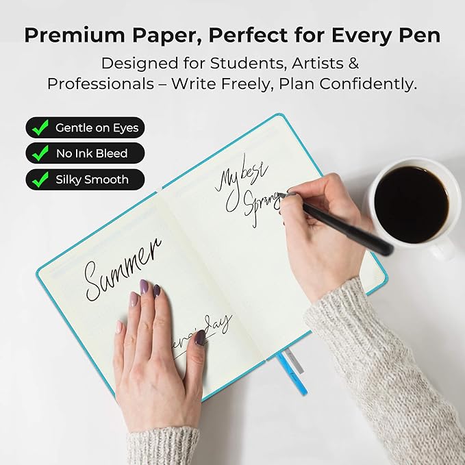 Planner 2026 Daily Weekly and Monthly,6.5"x3.75",12 Months Spiral Bound Calendar Agenda with Self-adhesive Pen Holder,2026 Appointment Book with Vegan Leather Soft Cover,Light Blue