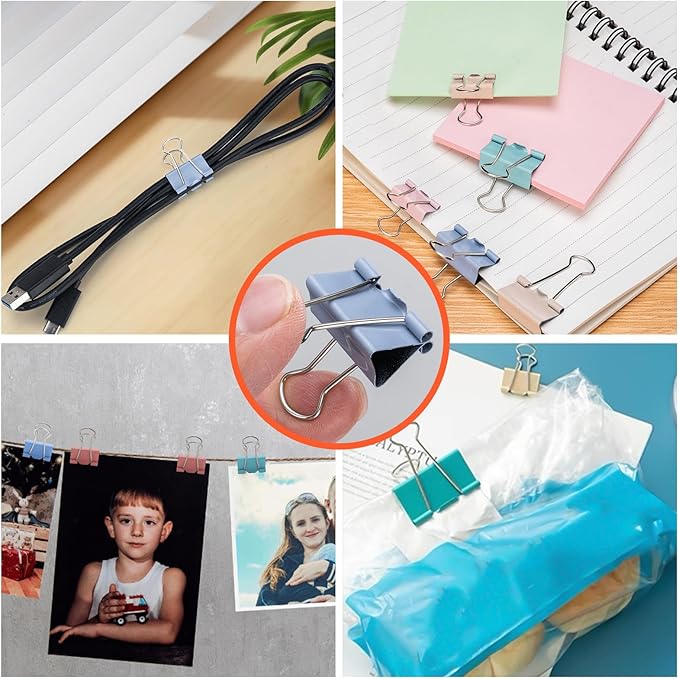 284 PCS Office Clips Set Small Medium Large Binder Clips and Paper Clips Colored Assorted Sizes for Home, School and Office Supplies
