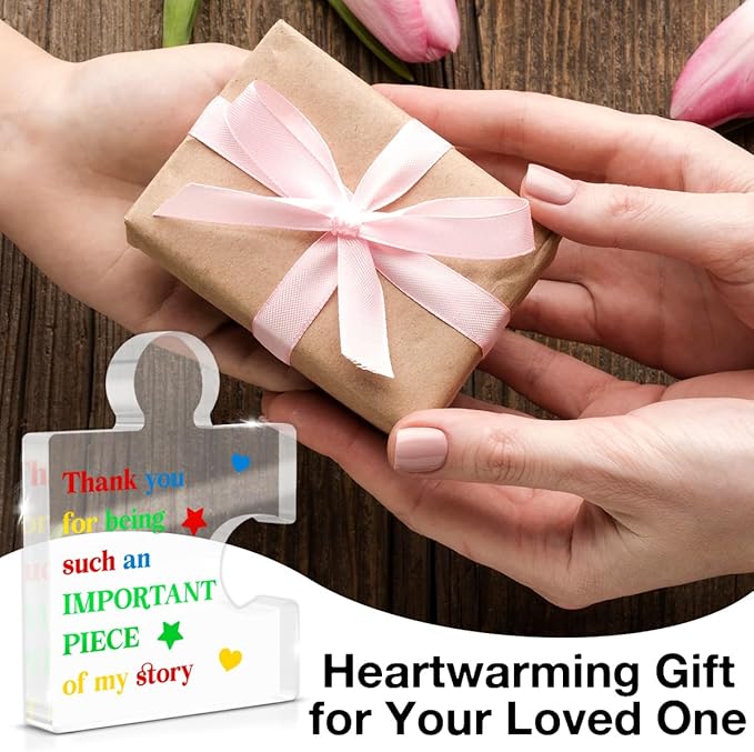 Teacher Appreciation Gifts for Women Men, Thank You Graduation Christmas Gift for Teachers Friends Classmate Novelty Daycare Teacher Gift Acrylic Puzzle Piece Desk Decorative Sign for Home Decor