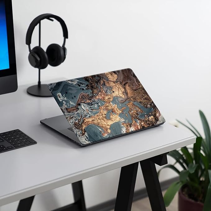 KEROM Compatible with MacBook Pro 16 inch Case 2024-2021 M4 M3 M2 M1 Pro/Max Chip A3403 A3186 A2991 A2780 A2485, Protective Plastic Hard Shell Case & Keyboard Cover, Has Logo Cutout, Gold Marble