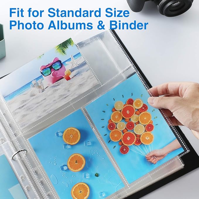 Sooez 30 Pack 4x6 Photo Sleeves for 3 Ring Binder (180 Pictures), Heavy Duty Plastic Album Refill Pages, Clear Archival Sheets 8.5x11
