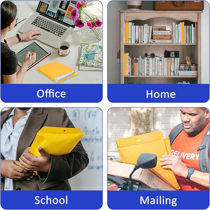 9x12 Expanding Manila Envelopes with Clasp 25 Pack, Goefun 180 GSM Heavyweight Expandable Manilla Folders 8.5 x 11 Letter Size, 1.2'' Expansion, for Home Office Business Storage and Organizing