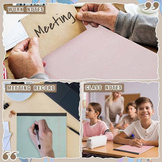 Fuutreo 8 Pcs 8.5'' x 11'' Colored Legal Pad Writing Pads Narrow Ruled 50 Sheets Per Notepad Perforated Writing Notepad Office Supplies for College Office Business (Pastel Color)