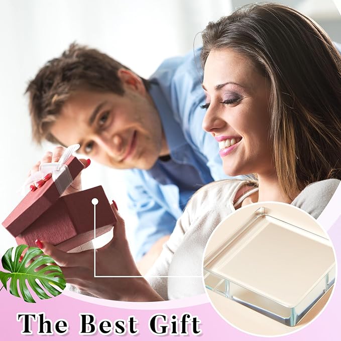 Seajan 2 Pcs Glass Paperweight Office Clear Glass Tiles Paperweight Decorative Block for Home Decor Crafts Projects Ornaments Book Daily Office Gifts(Square)