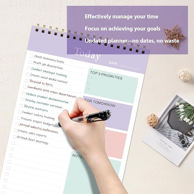 Weekly To Do List Notepad, Undated Planner with 52 Sheets (6.5''x8.9''), Desk Weekly Planner for Women & Man, Home School & Work