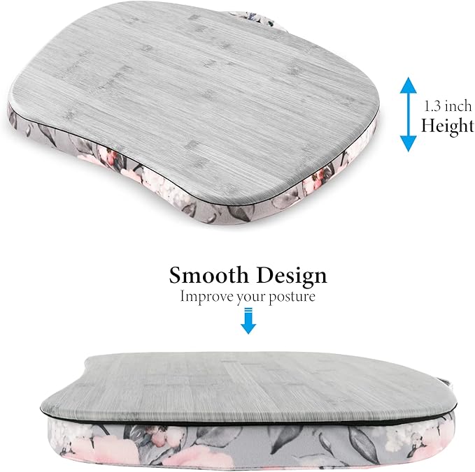 Lap Laptop Desk - Portable Lap Desk with Pillow Cushion, Fits up to 15.6 inch Laptop for Home Office Students Use as Computer Laptop Stand, Book Tablet(1-Light Grey)