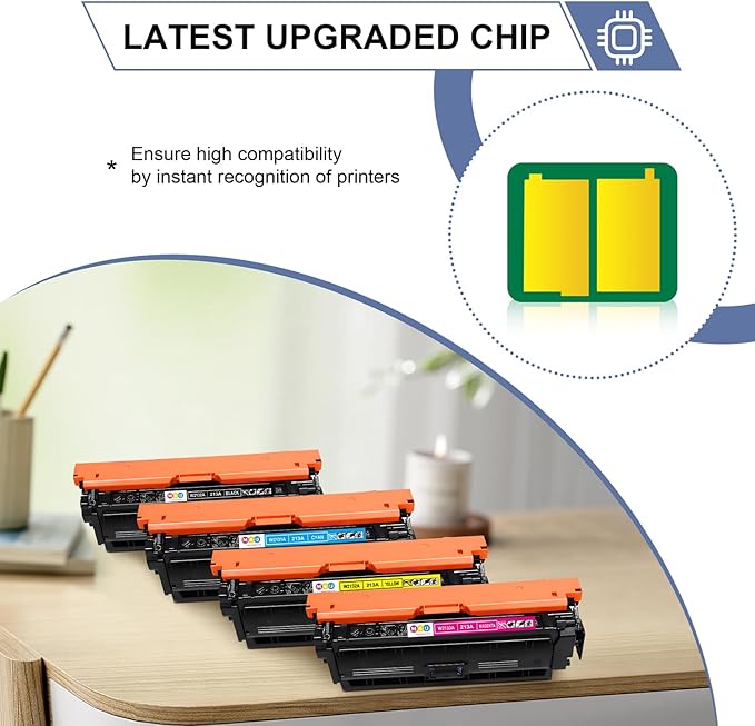 213A Toner Cartridges 4 Pack Compatible with 213A W2130A 213X W2130X(with Chip) for Enterprise 5700dn 6700dn 6701dn, Flow MFP 5800 6800, MFP 5800 6800(Black Cyan Yellow Magenta)