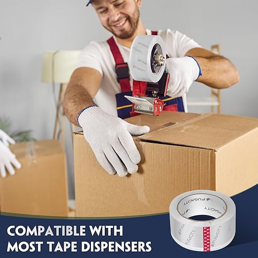 FugaCity Clear Packing Tape Refills (6 Rolls),Heavy Duty Packaging Tape for Moving Supplies,2.7 Mil Thick Shipping Tape, 1.88 Wide,65 Yards Per Roll,Total 390 Yards