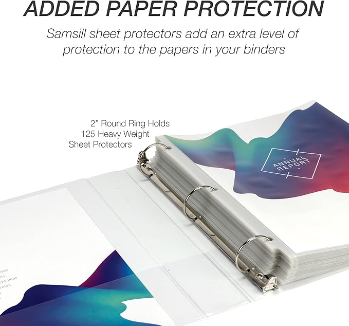 Samsill Economy 2 Inch 3 Ring Binder Bulk Pallet, Made in The USA, Round Ring Binder, Customizable Clear View Cover, White, Pallet of 432 Binders in 36 Cartons