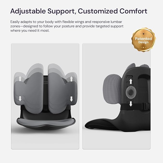 3D Lumbar Support Seat Cushion – Patented Spine Alignment Ergonomic Posture Corrector, Breathable Mesh & EVA Foam, Portable for Home, Office, Meditation, Gaming, Outdoor 16.5" W × 15.7" D