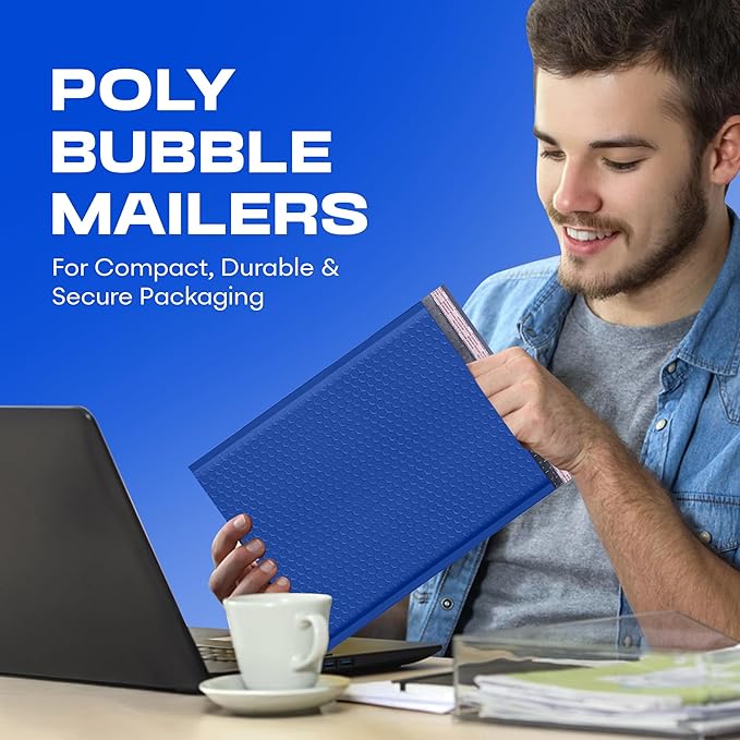 Royal Blue Poly Bubble Mailers 7.25x12 inch #1 | Self Seal Padded Envelopes | Cushioned Bubble Mailer | Usable Size 7.25x11 | WaterProof | Lightweight mailing Shipping Bags | 200 Pack Bulk